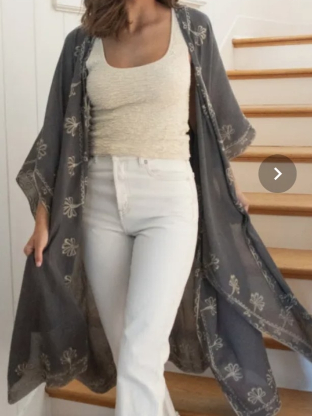 Natural Life Duster With Embroidery